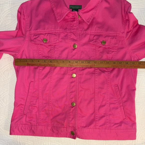 Ralph Lauren Denim Jacket Large Western Vibe Pink with Gold Hardware - Picture 4 of 7